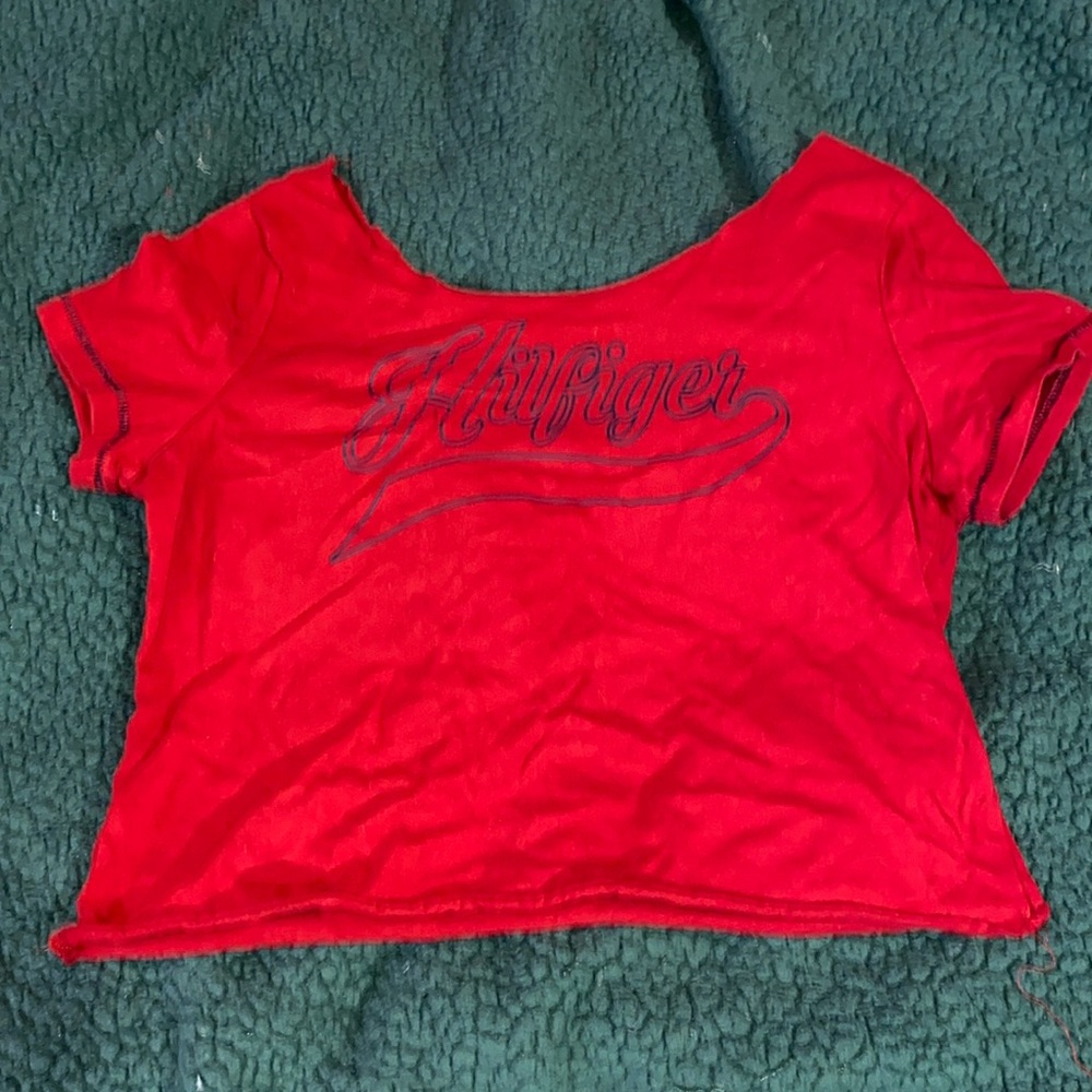 Hilfiger Red neck cut out crop top small